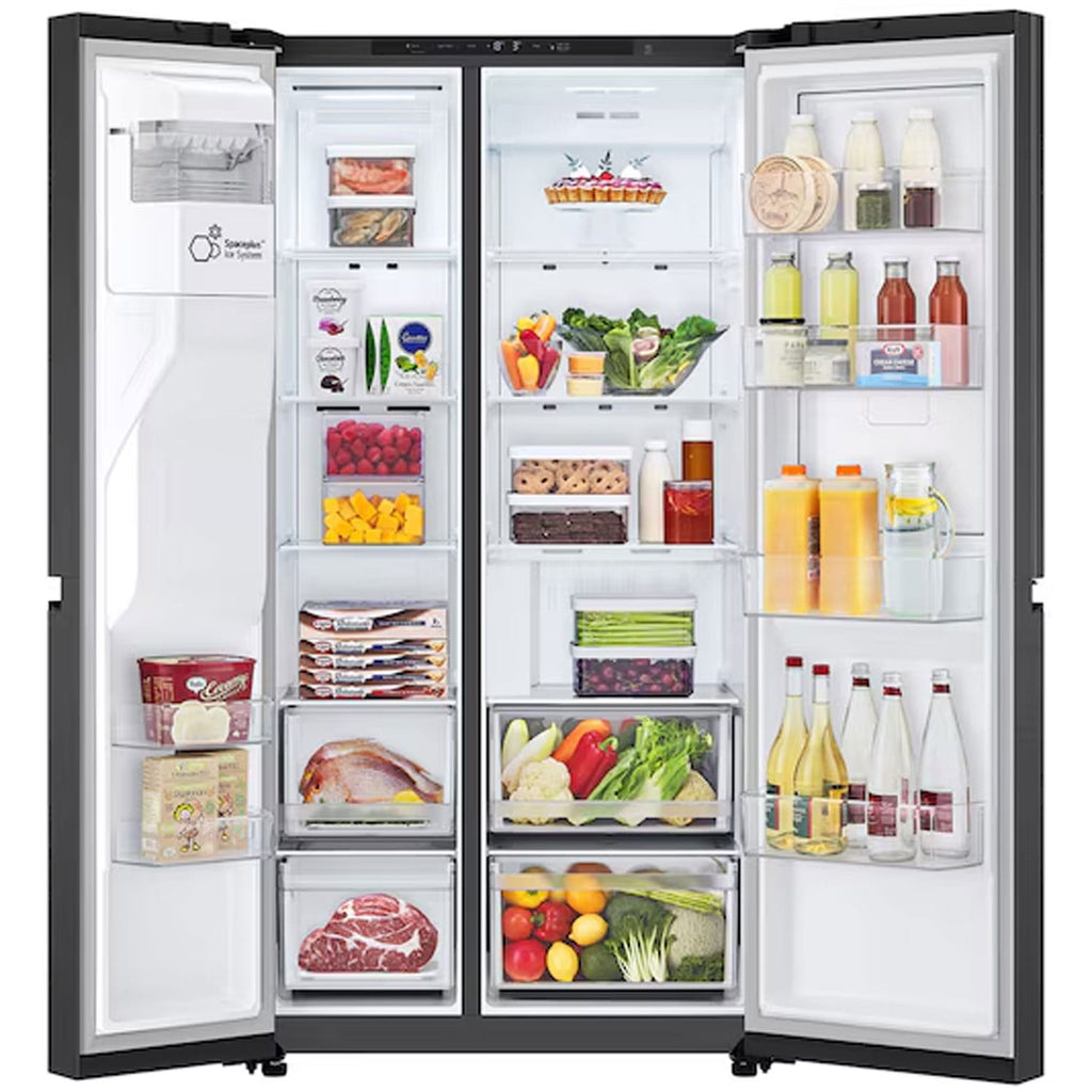 LG GSLC40EPPE 179cm Tall American Fridge Freezer with Ice & Water, 417 Litre Fridge, 221 Litre Freezer, 90cm Wide, Frost Free, Matte Black