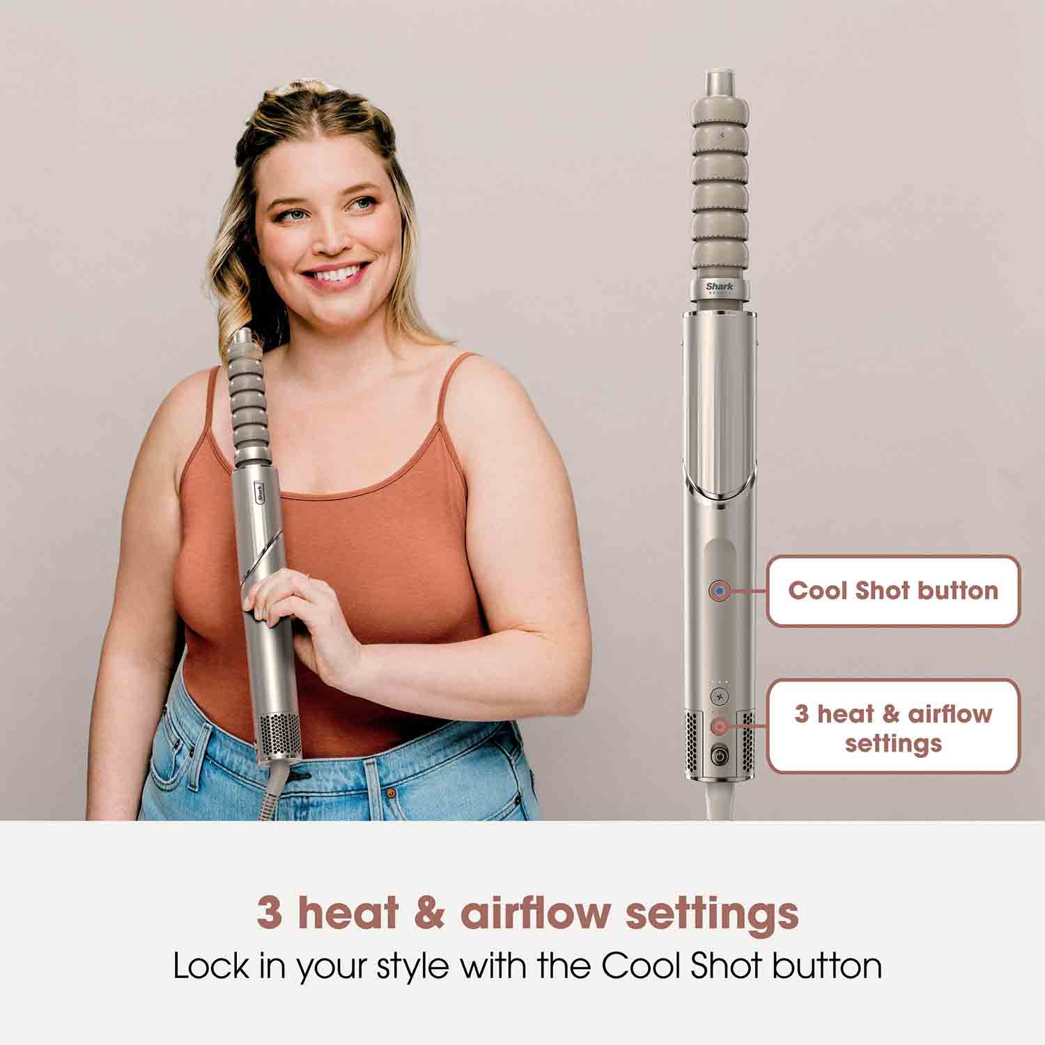 Shark FlexStyle Air Styler & Hair Dryer for Straight & Wavy Hair in Stone - HD436SLUK