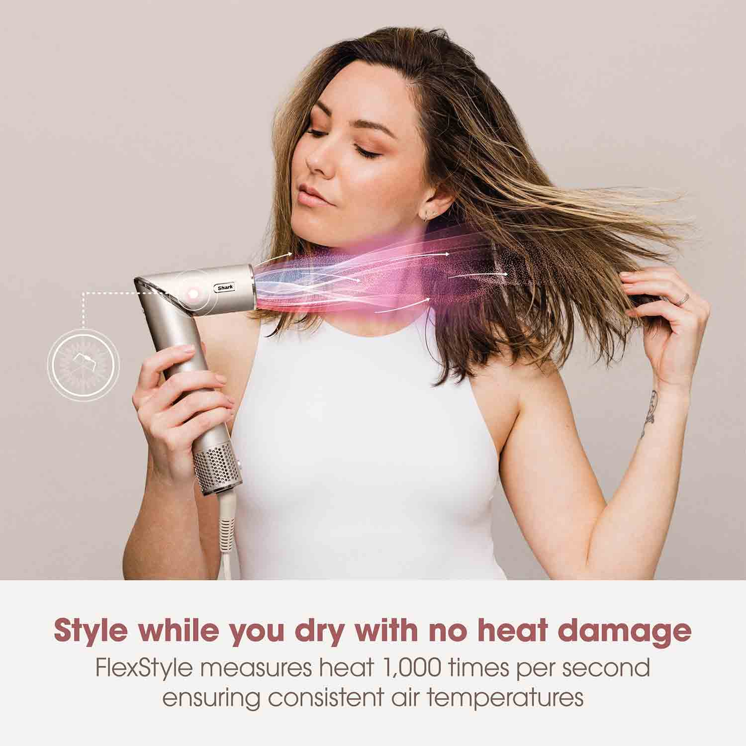 Shark FlexStyle Air Styler & Hair Dryer for Straight & Wavy Hair in Stone - HD436SLUK