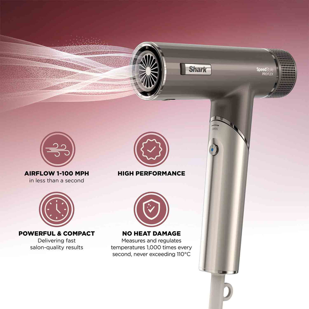 Shark SpeedStyle Pro FLEX 4-in-1 High-Velocity Hair Dryer System in Mocha Silver – HD542UK