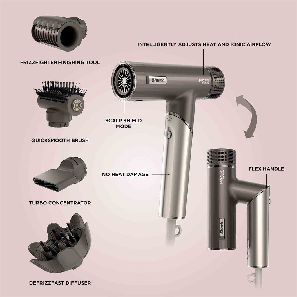 Shark SpeedStyle Pro FLEX 4-in-1 High-Velocity Hair Dryer System in Mocha Silver – HD542UK