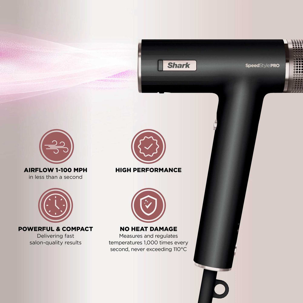Shark SpeedStyle Pro High-Velocity Hair Dryer System – Black | HD701UK