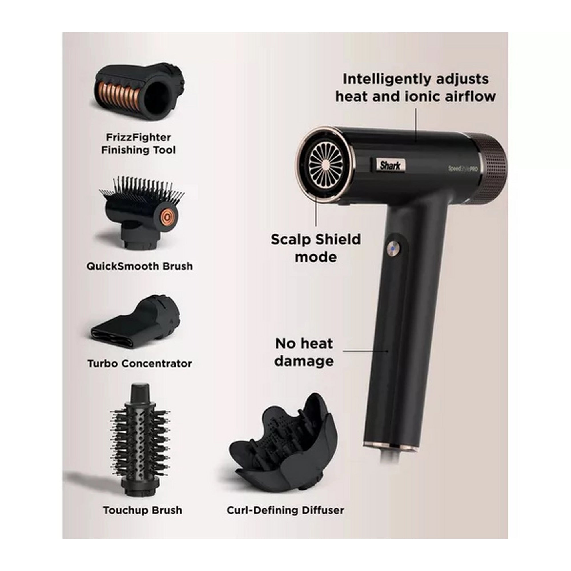 Shark SpeedStyle Pro 5-in-1 High Velocity Hair Dryer System - Black - HD752UK