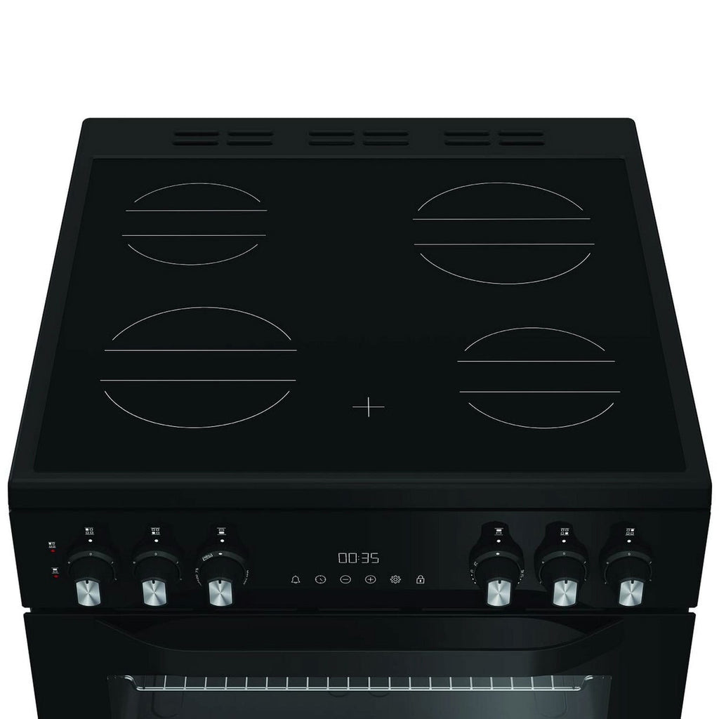 Hotpoint HDE6VDC2B1 60cm Freestanding Double Oven and Grill Electric Cooker with Ceramic Hob, Black