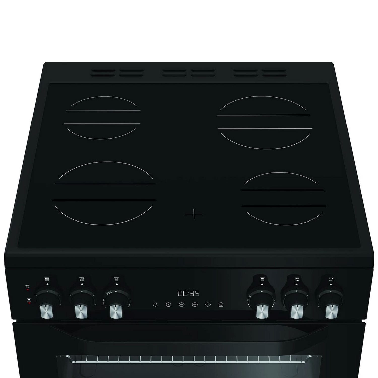 Hotpoint HDE6VDC2B1 60cm Freestanding Double Oven and Grill Electric Cooker with Ceramic Hob, Black
