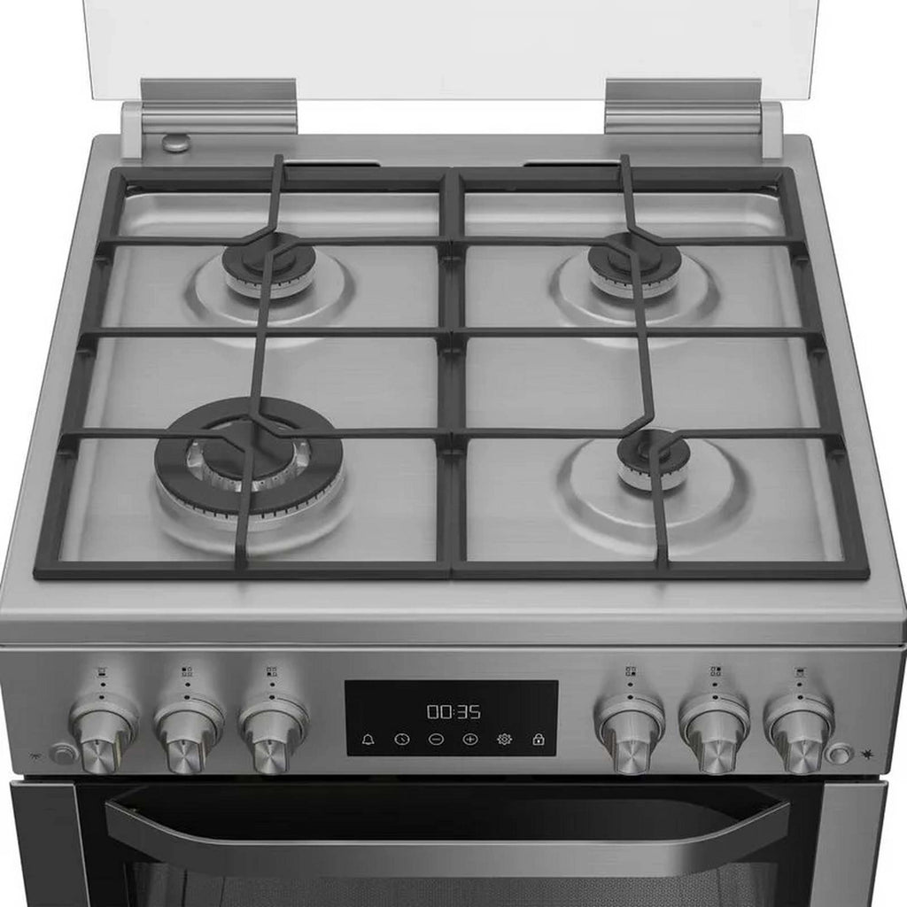 Hotpoint HDG6GDCWX 60cm Freestanding Gas Double Oven and Gas Grill Gas Cooker with Gas Hob, Sainless Steel