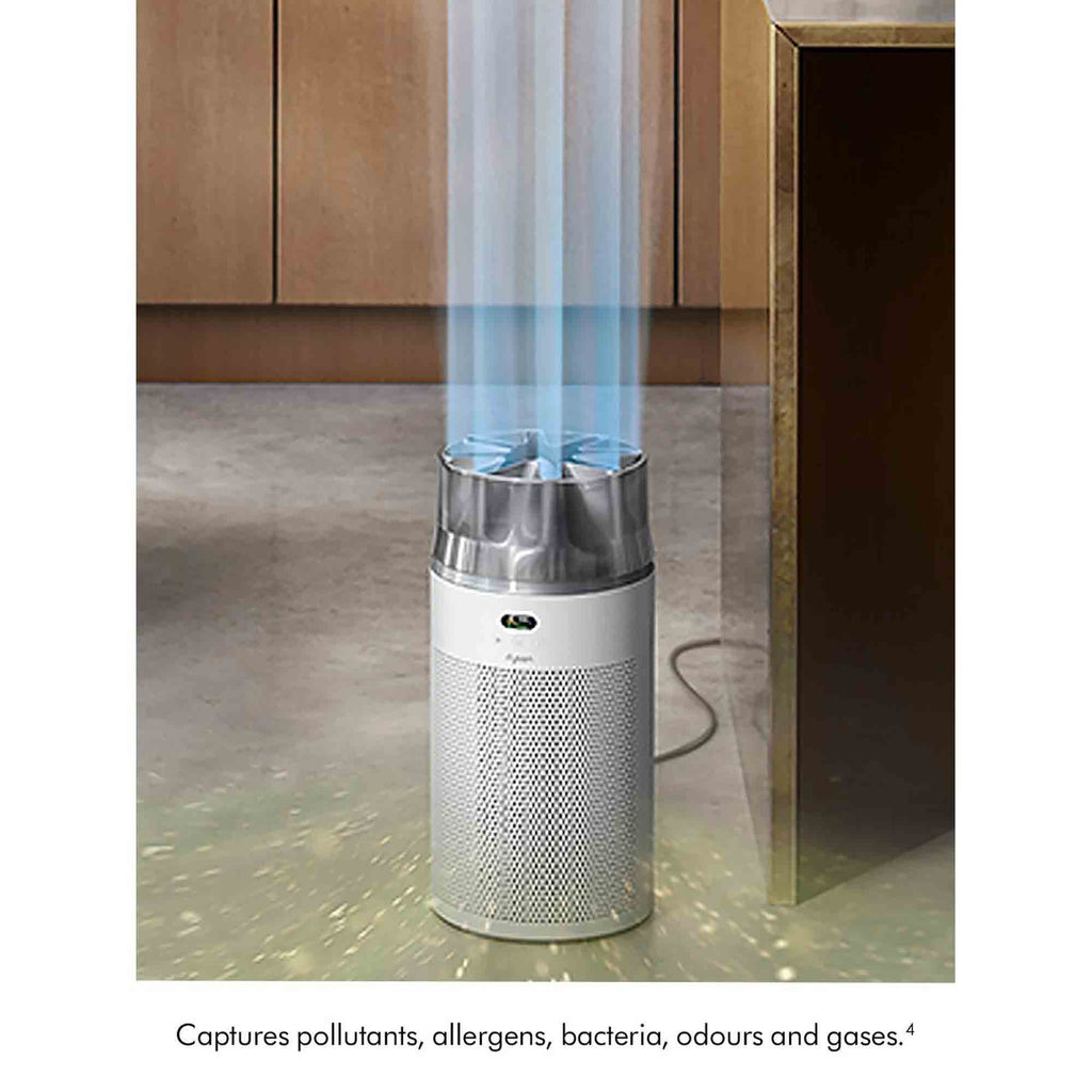 Dyson Hush Jet captures pollutants, allergens, bacteria, odours and gases.