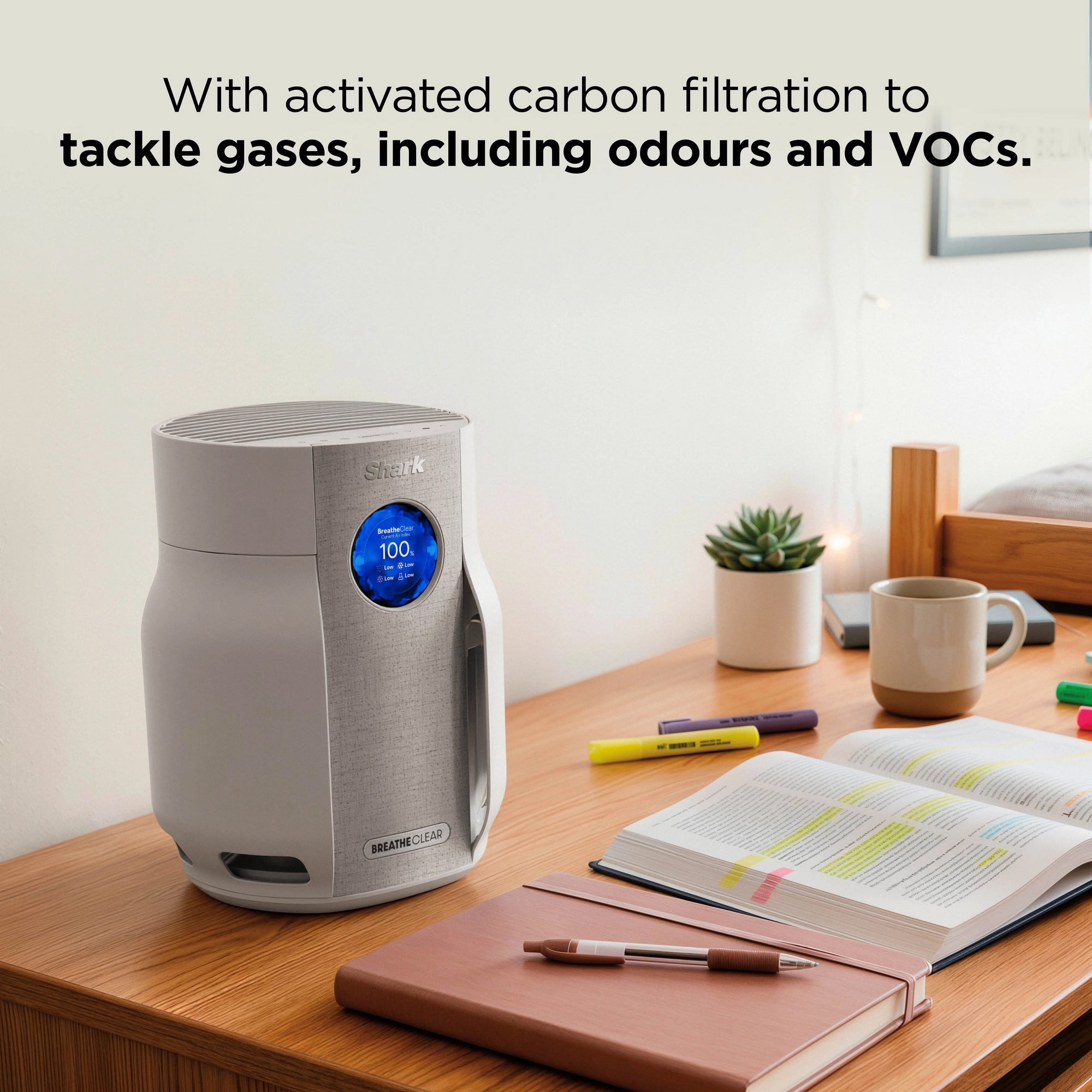 Shark BreatheClear Compact Air Purifier with NeverChange6 - Dove (HP062UK)