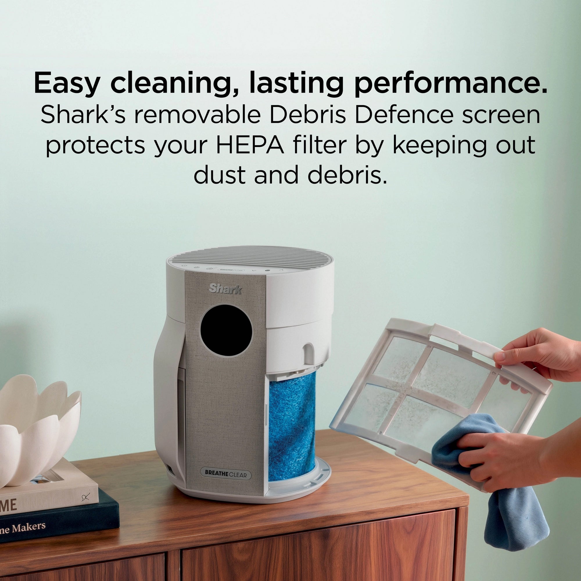 Shark BreatheClear Compact Air Purifier with NeverChange6 - Dove (HP062UK)