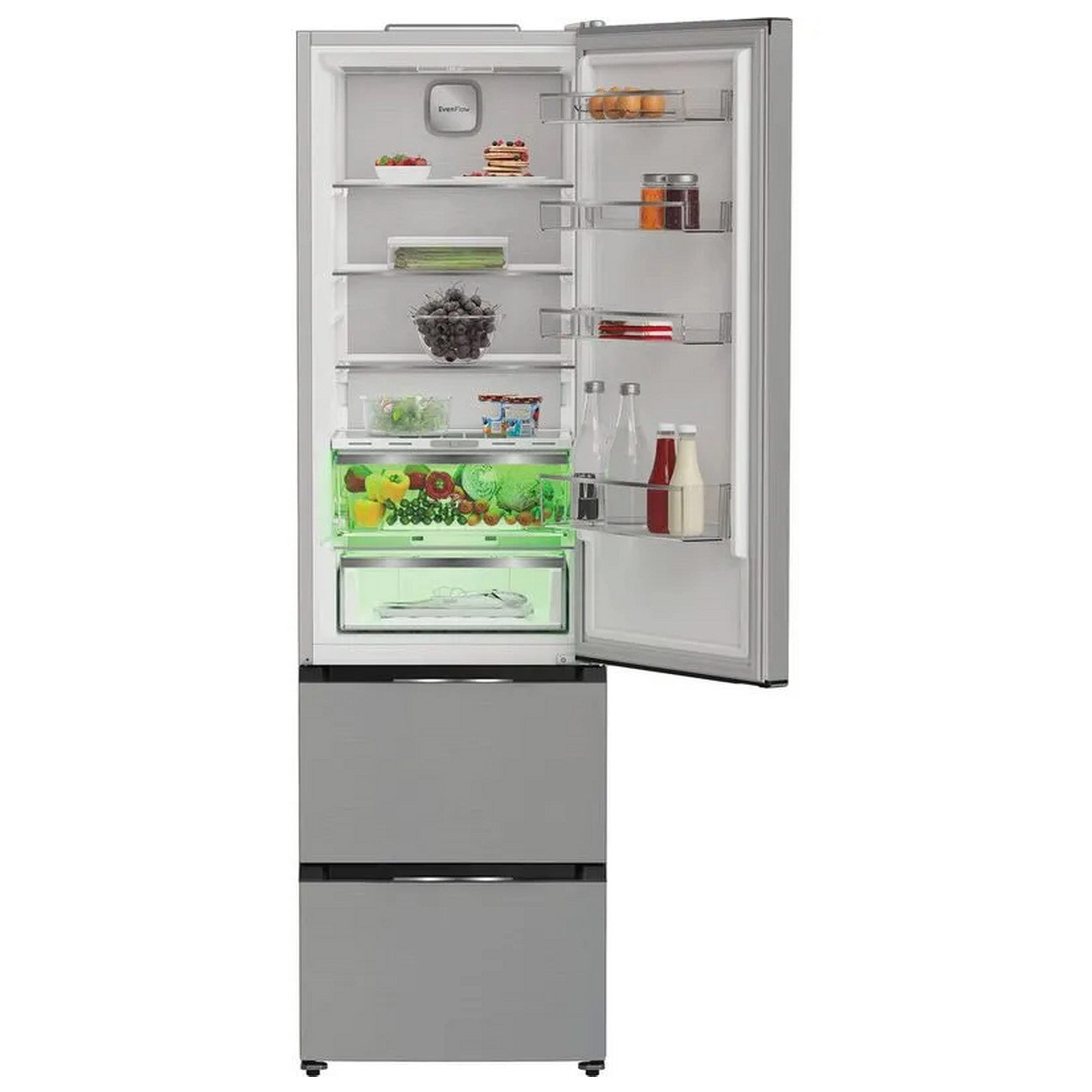 Hotpoint HPKF5351XP4UK 3 Door American Fridge Freezer, 249L Fridge, 102L Freezer, 60cm Wide, Frost Free, Brushed Steel