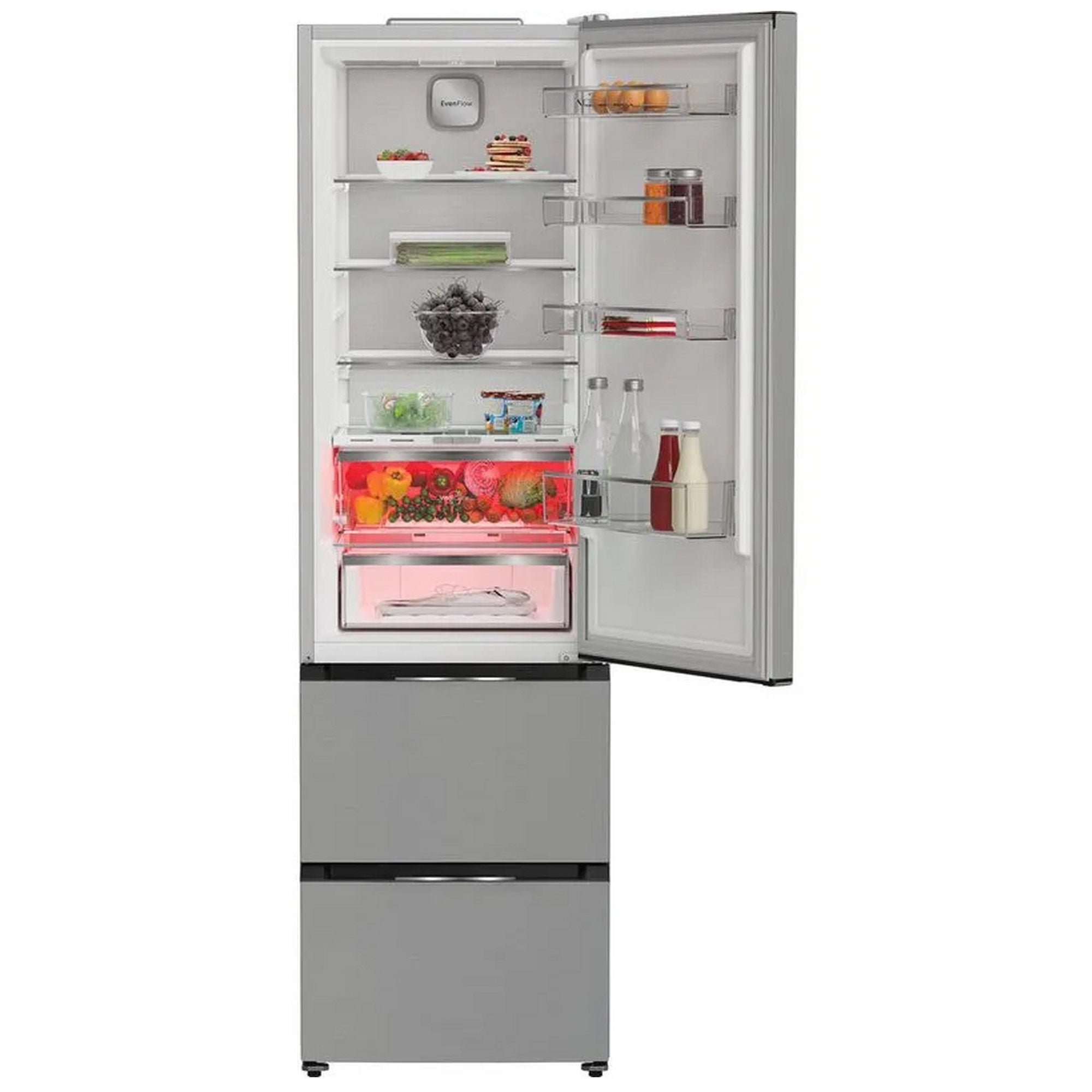 Hotpoint HPKF5351XP4UK 3 Door American Fridge Freezer, 249L Fridge, 102L Freezer, 60cm Wide, Frost Free, Brushed Steel