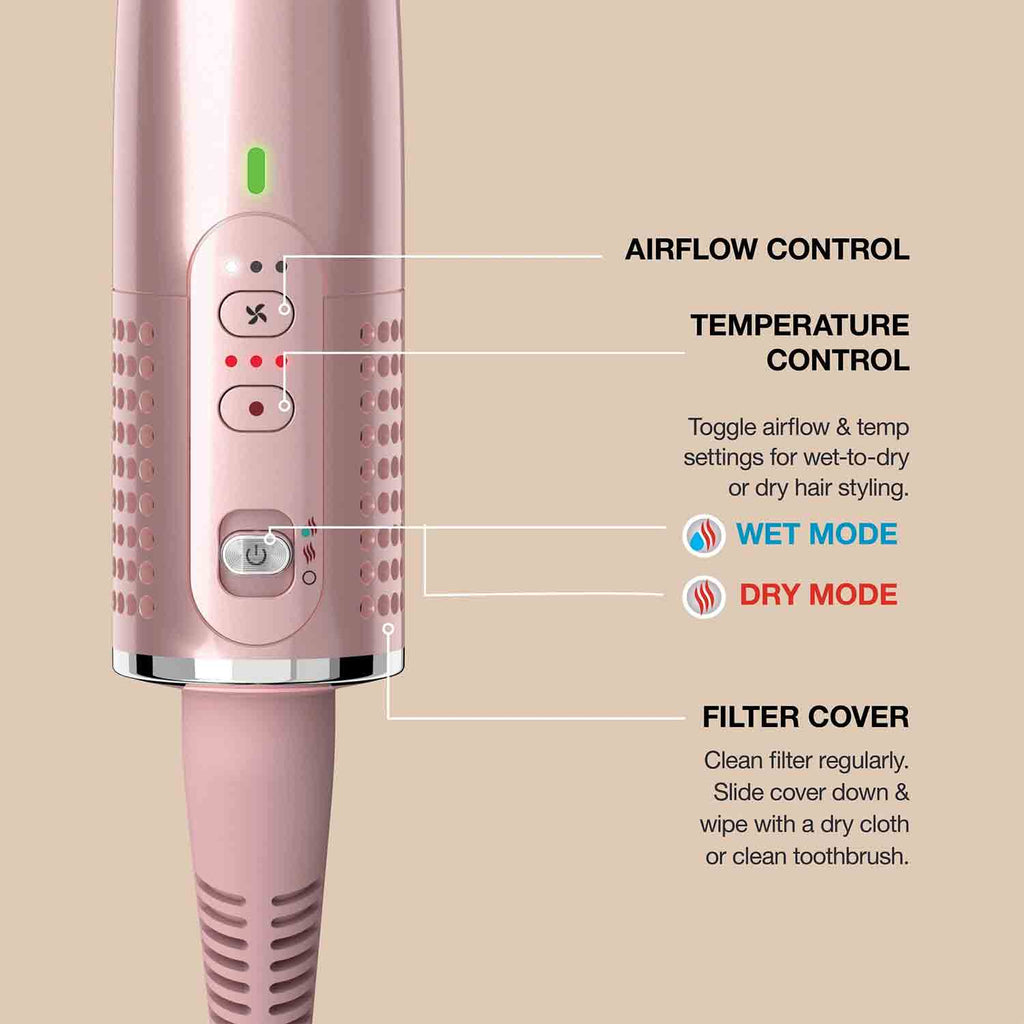 Shark Glossi 2-in-1 Hot Tool and Air Glosser Brush in Pink - HT302UKPK