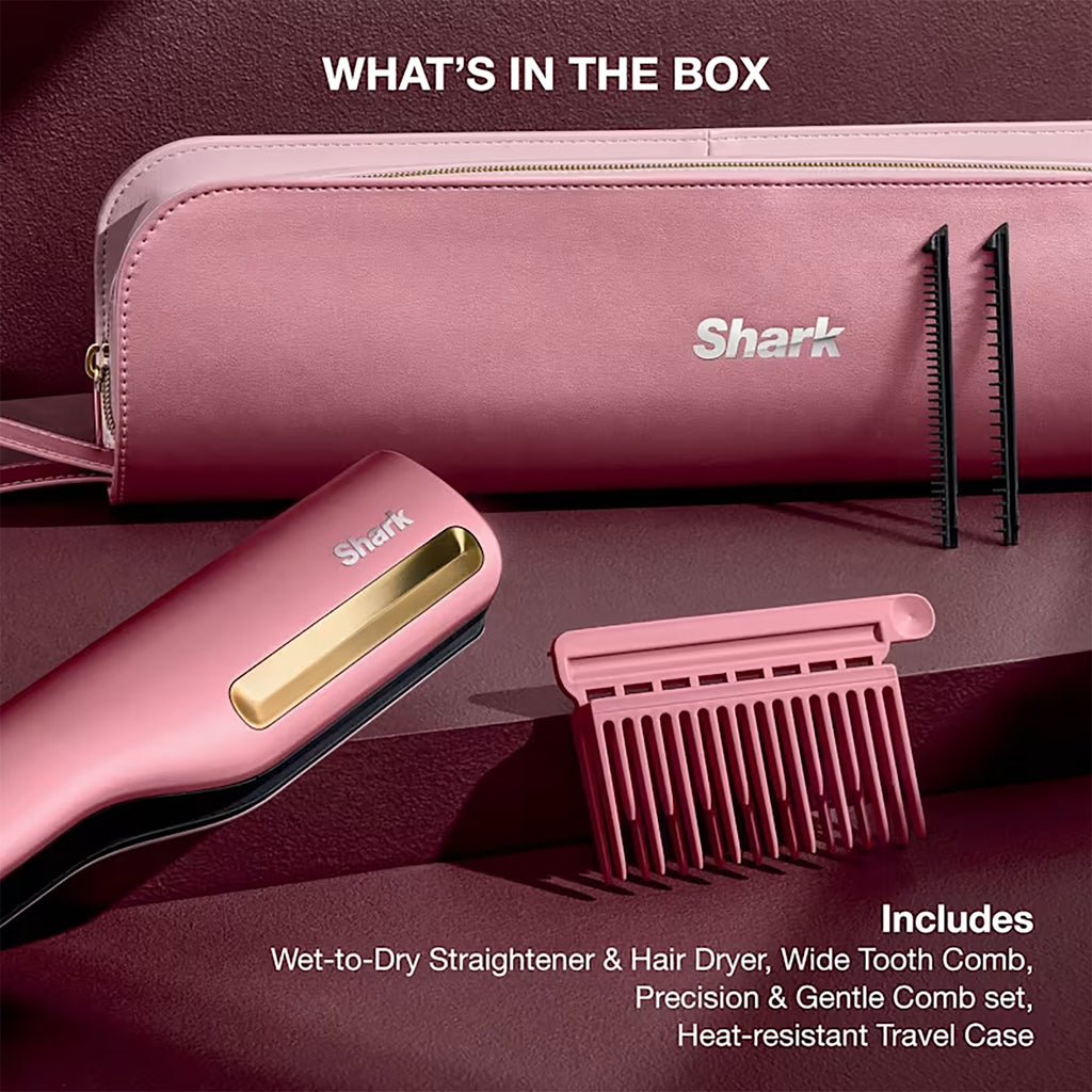 Shark SilkiPro Hair Straightener & Dryer - Rose Petal - HT401UKPK