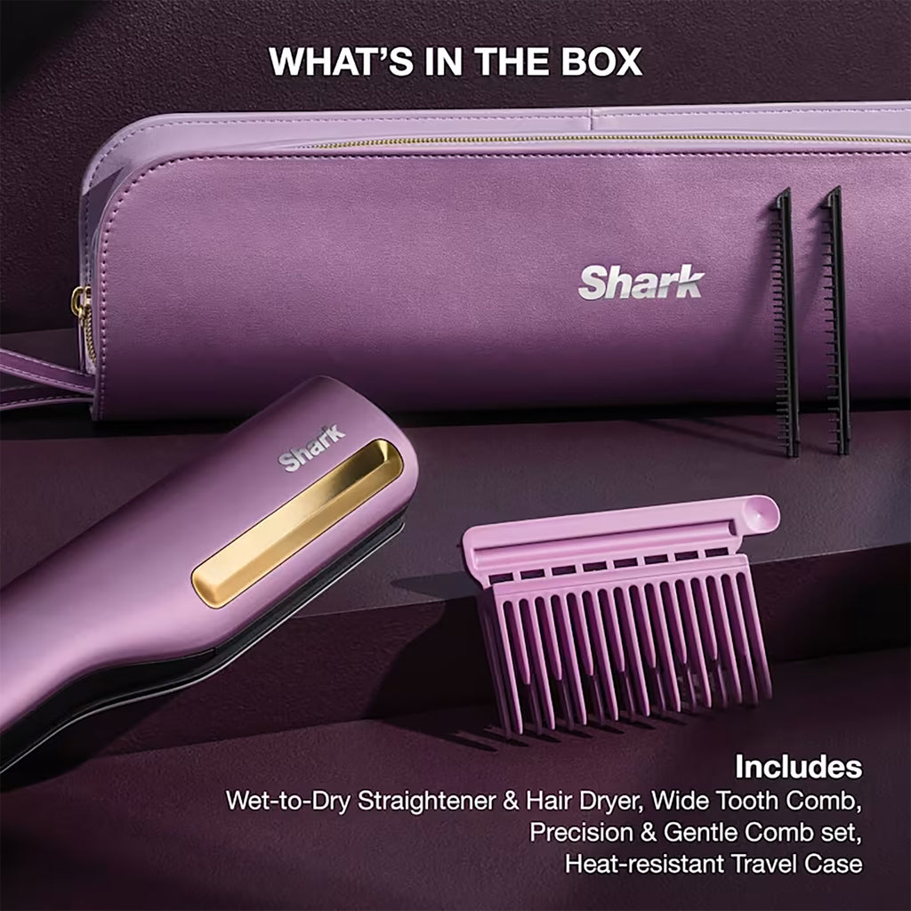 Shark SilkiPro Hair Straightener & Dryer - Plum Satin - HT401UKPU