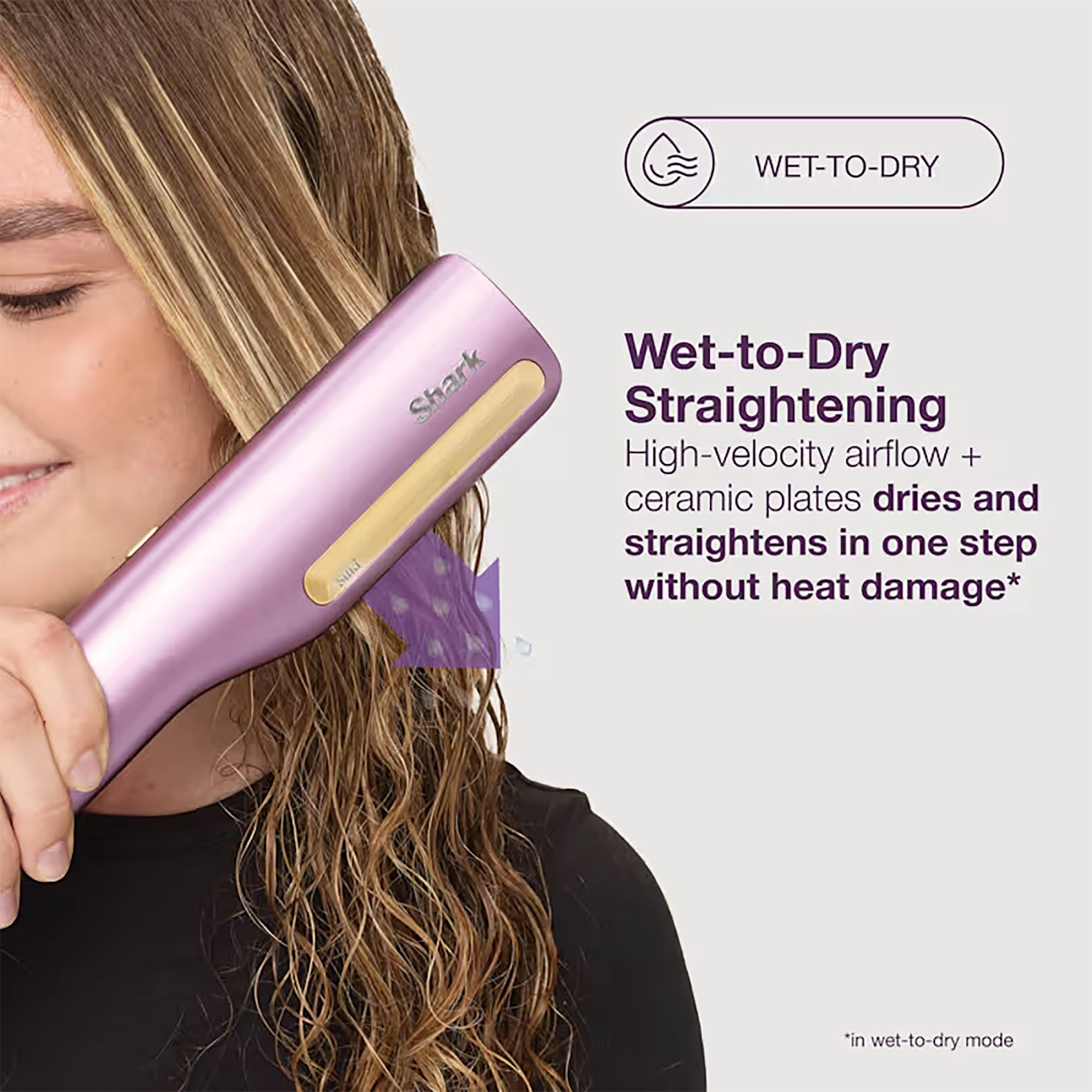 Shark SilkiPro Hair Straightener & Dryer - Plum Satin - HT401UKPU