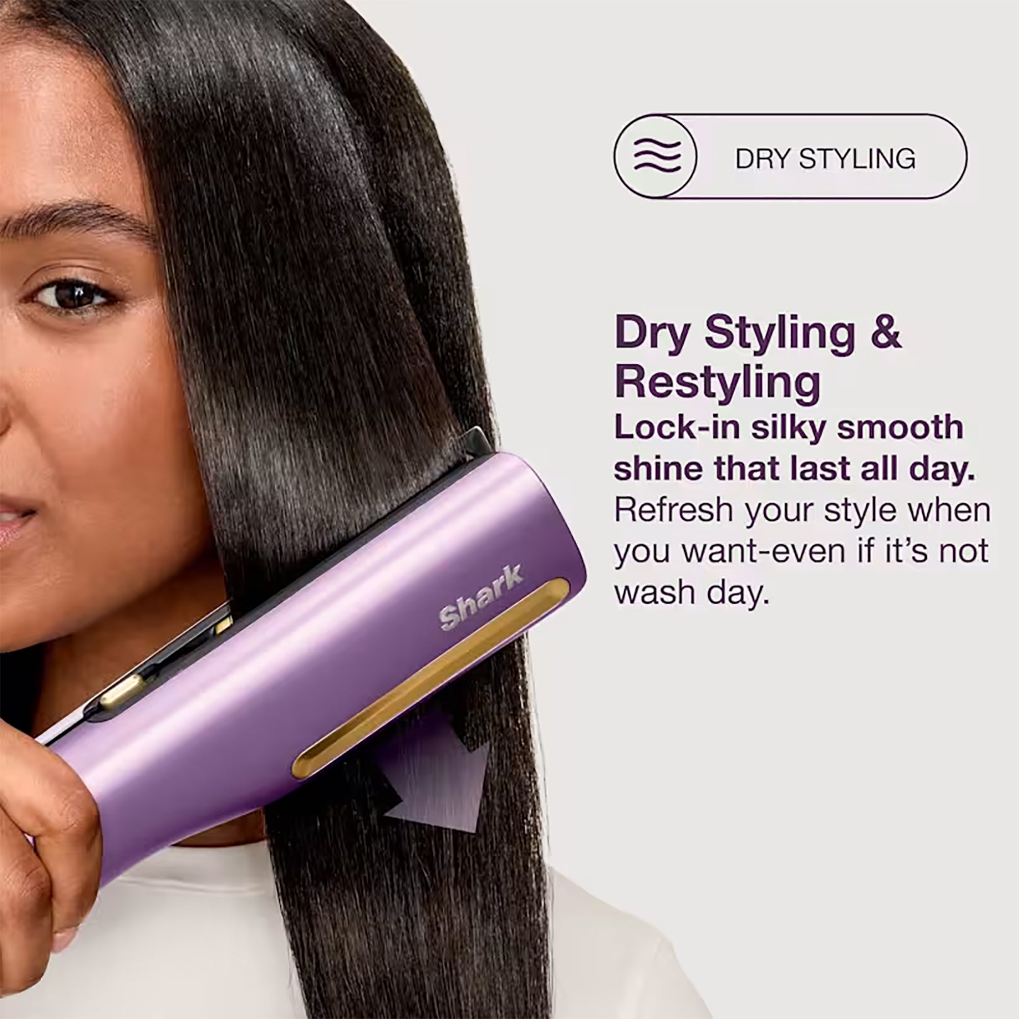 Shark SilkiPro Hair Straightener & Dryer - Plum Satin - HT401UKPU