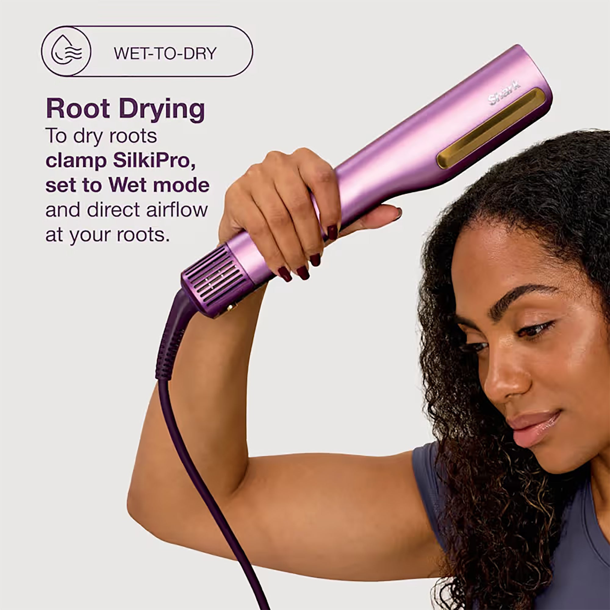 Shark SilkiPro Hair Straightener & Dryer - Plum Satin - HT401UKPU