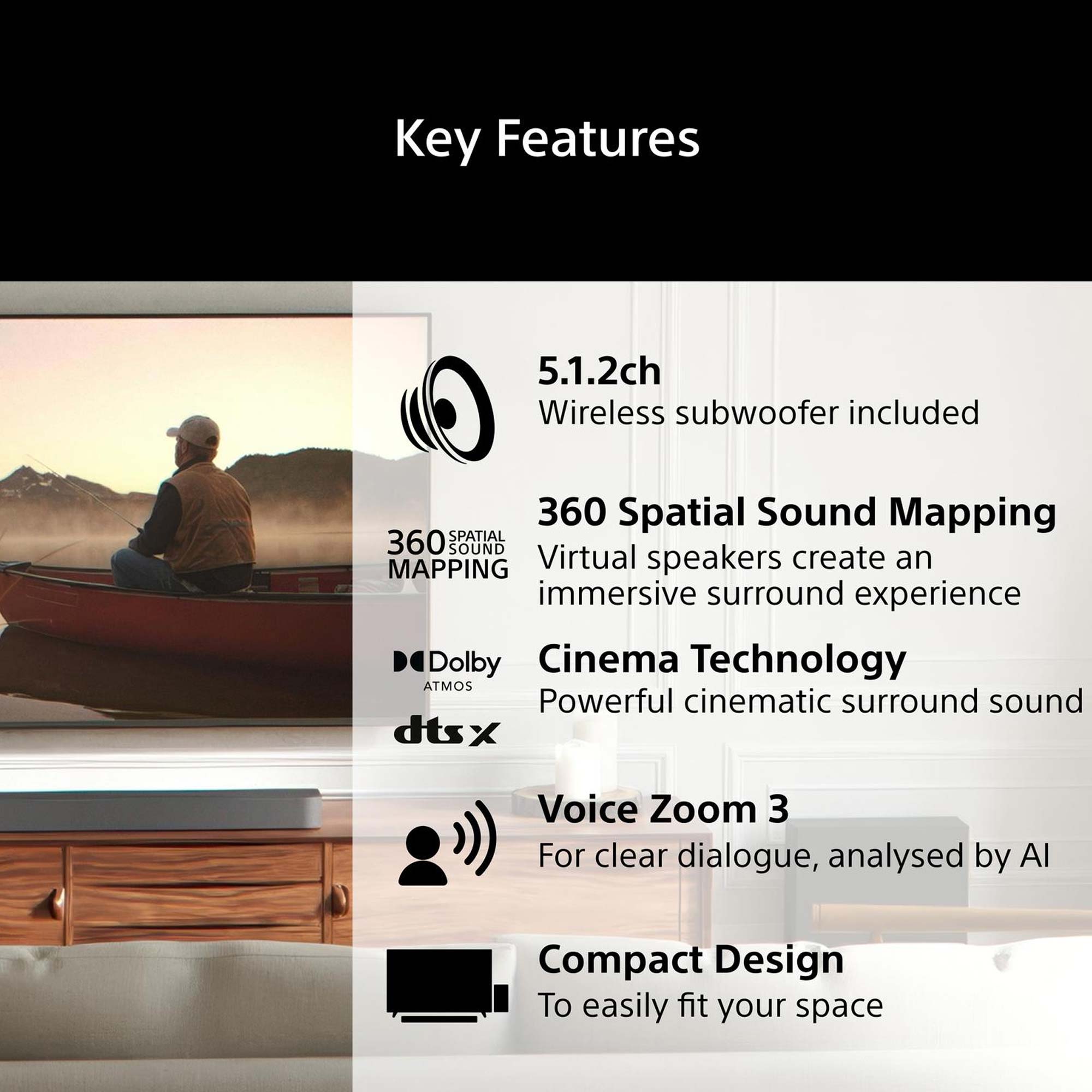Sony HTA7100KIT.CEK BRAVIA Theatre Bar 7 + S 5.1.2ch Dolby Atmos Soundbar with SASW7 100W Subwoofer