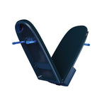 Half folded blue ironing board on a white background