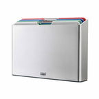 Stainless steel chopping board set with colourful boards on a white background