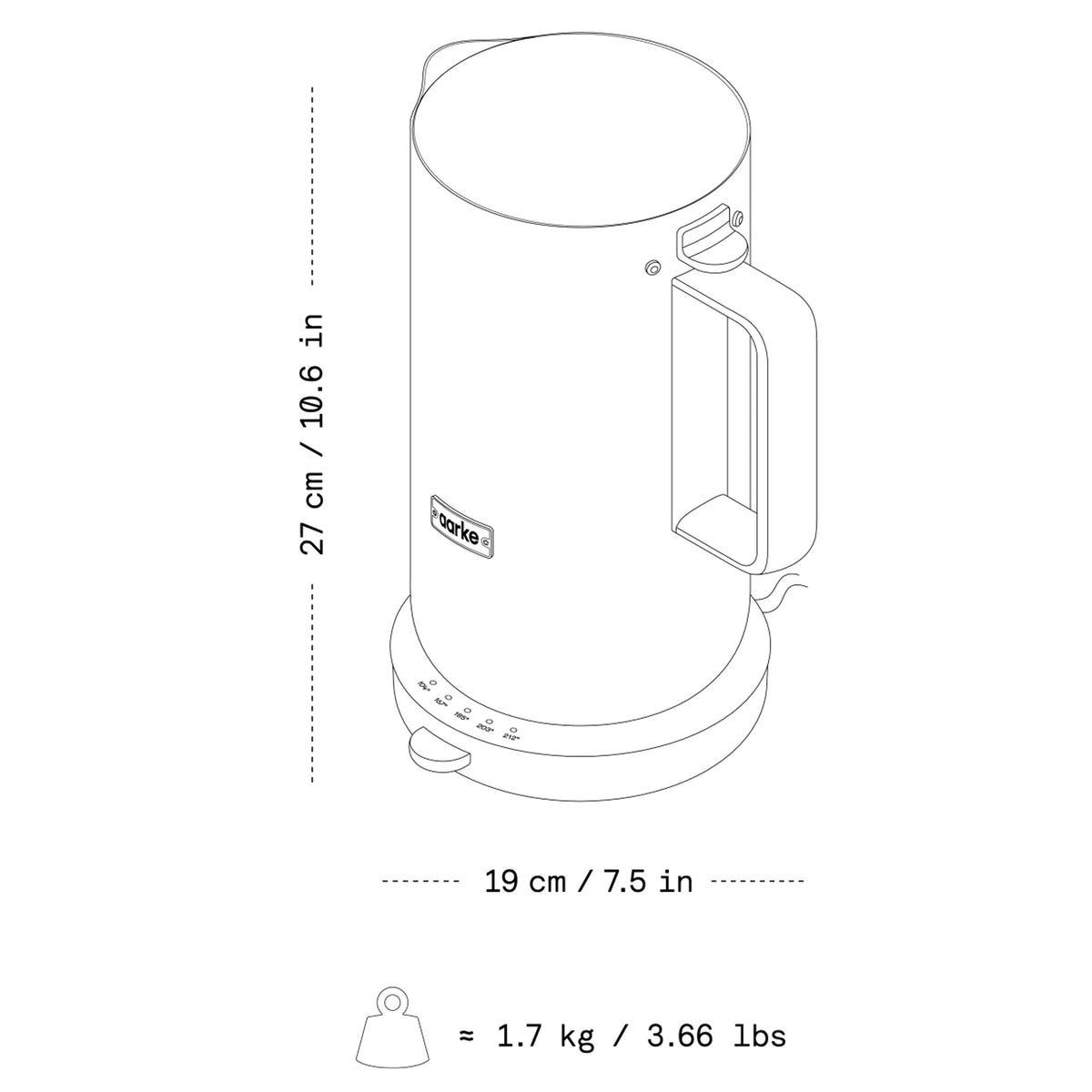 Aarke A1243 1.2L Temperature Control Kettle in Black