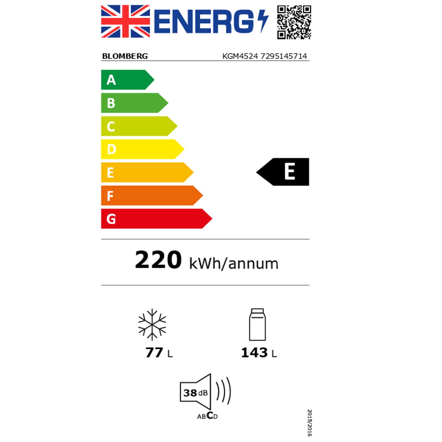 Blomberg KGM4524 153cm Tall Fridge Freezer, 143 Litre Fridge, 77 Litre Freezer, 54cm Wide, Frost Free, White