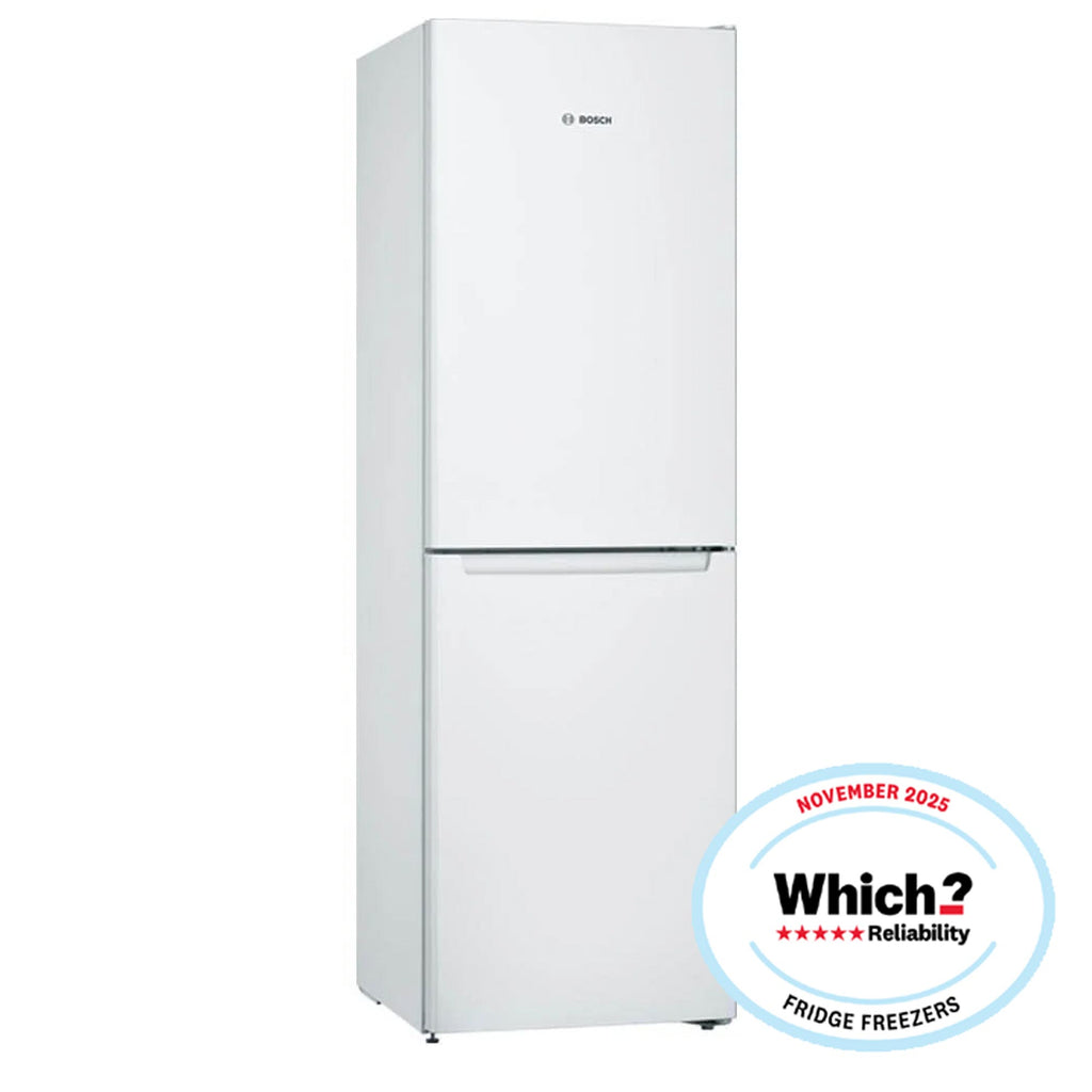 Bosch KGN34NWEAG 186cm Tall Fridge Freezer, 193 Litre Fridge, 107 Litre Freezer, 60cm Wide, Frost Free, White