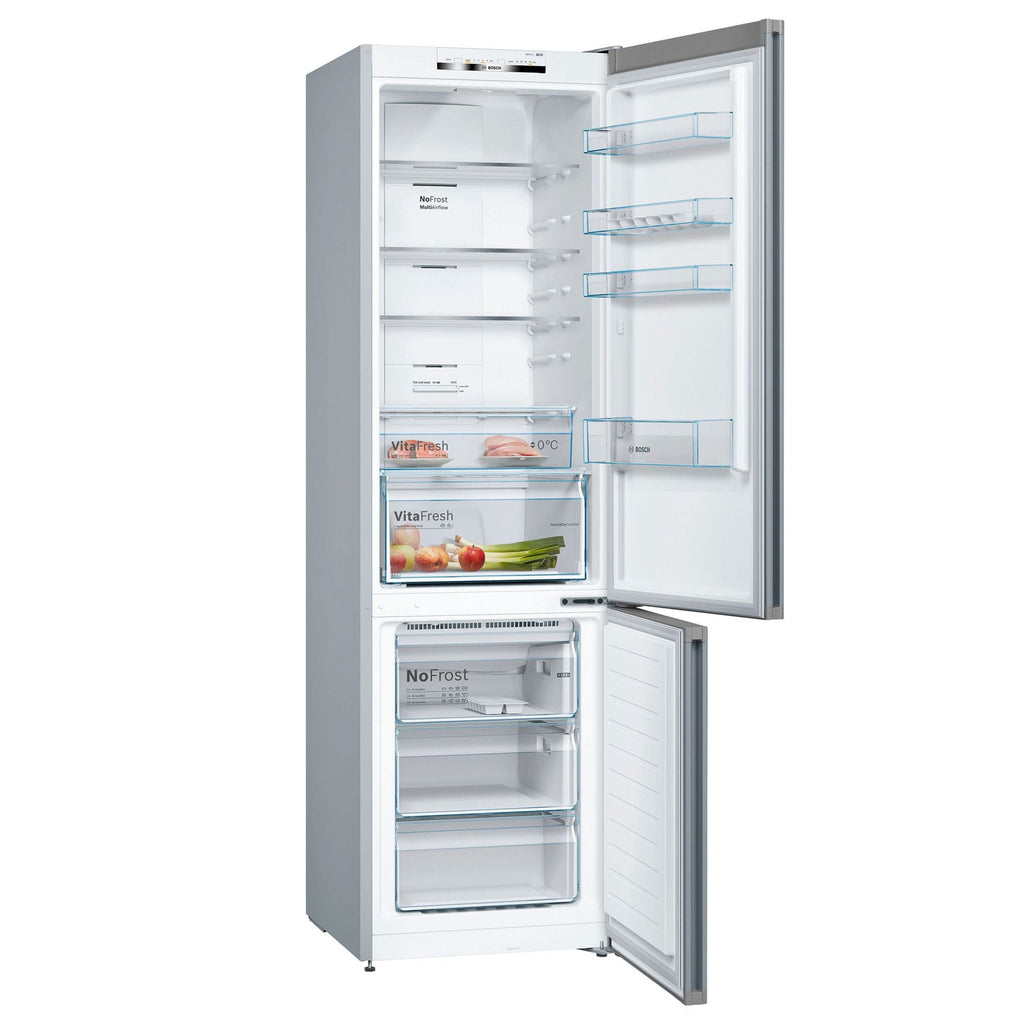 Bosch KGN392LEBG 203cm Tall Fridge Freezer, 279L Fridge, 89L Freezer, 60cm Wide, Frost Free, Stainless Steel Look