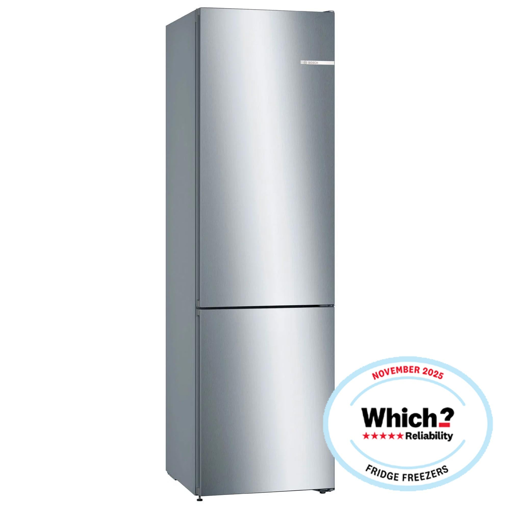 Bosch KGN392LEBG 203cm Tall Fridge Freezer, 279L Fridge, 89L Freezer, 60cm Wide, Frost Free, Stainless Steel Look