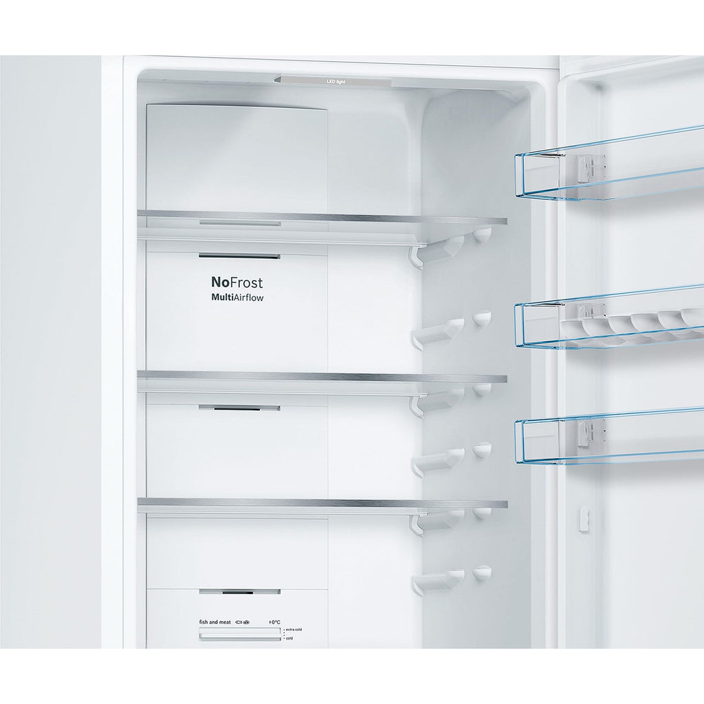 Bosch KGN392WEBG 203cm Tall Fridge Freezer, 279 Litre Fridge, 89 Litre Freezer, 60cm Wide, Frost Free, White