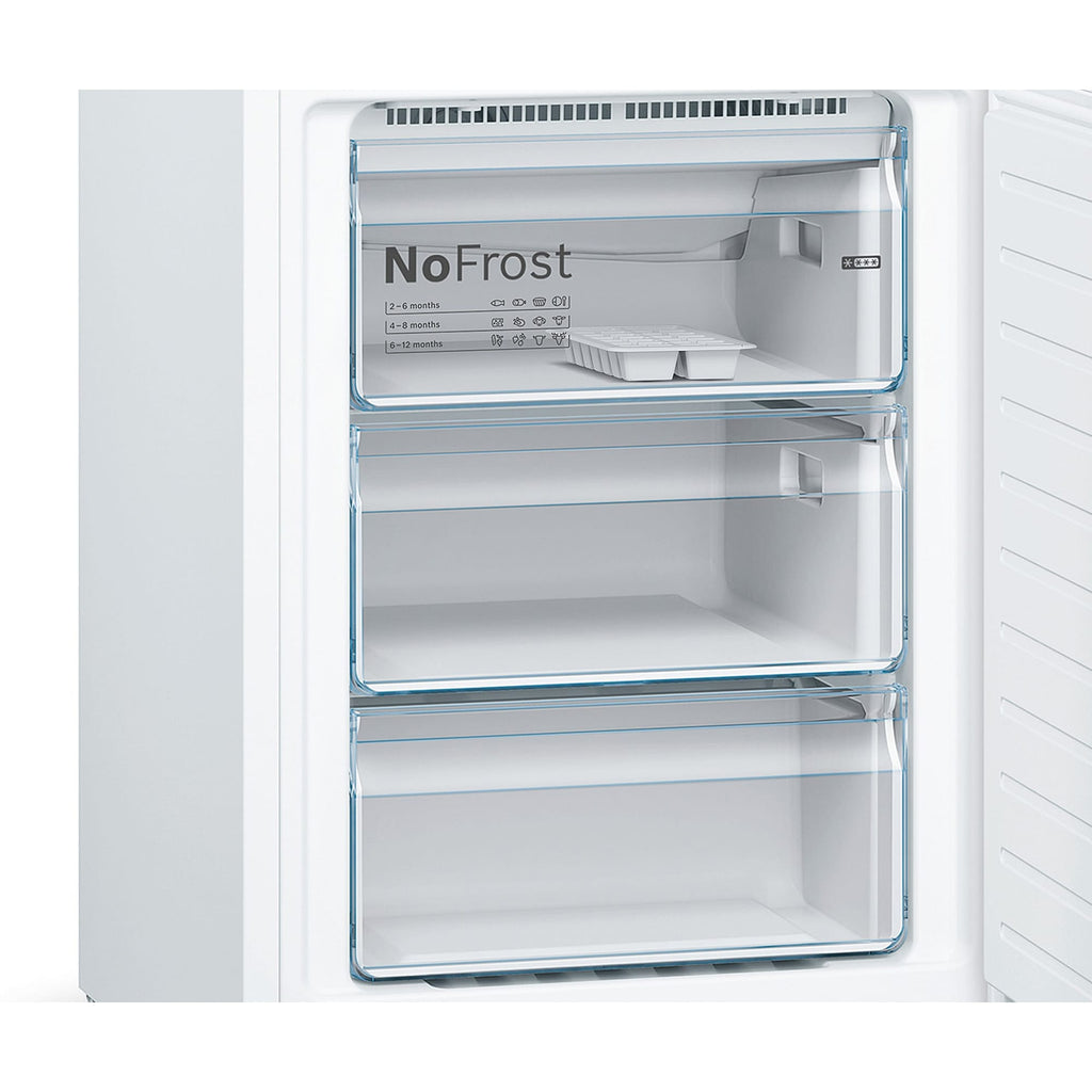 Bosch KGN392WEBG 203cm Tall Fridge Freezer, 279 Litre Fridge, 89 Litre Freezer, 60cm Wide, Frost Free, White