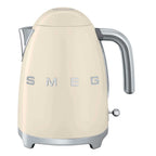 Cream-colored kettle with 'Smeg' branding on a white background