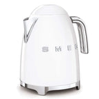 White electric kettle with 'SMEG' branding on a white background