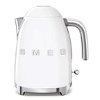 White electric kettle with 'SMEG' branding on a white background