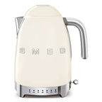 Cream-colored kettle with 'Smeg' branding on a white background