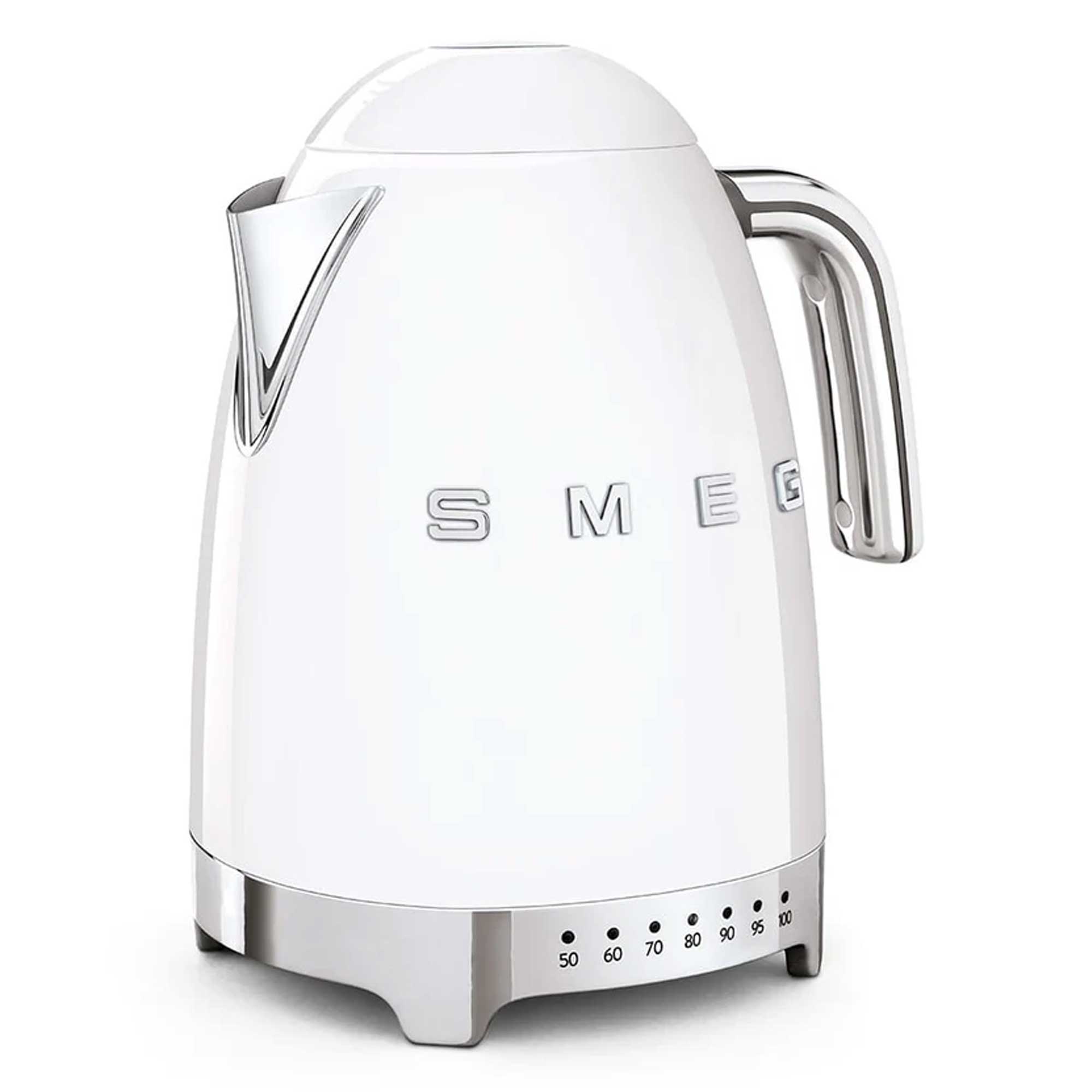 White SMEG electric kettle on a white background