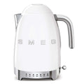 White electric kettle with 'SMEG' branding on a white background