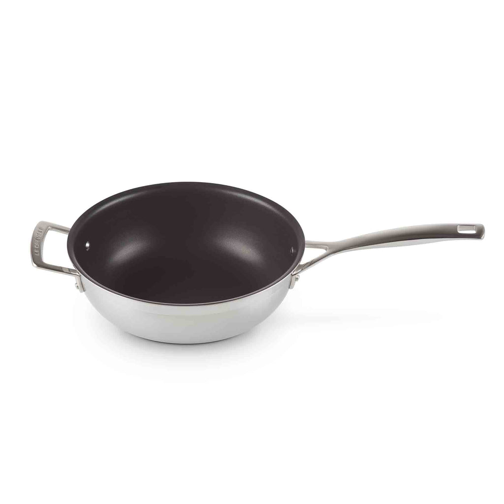 Le Creuset 3-ply Stainless Steel Non-Stick Chef's Pan on white background