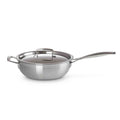 Le Creuset 3-ply Stainless Steel Non-Stick Chef's Pan with Lid and Helper Handle on white background