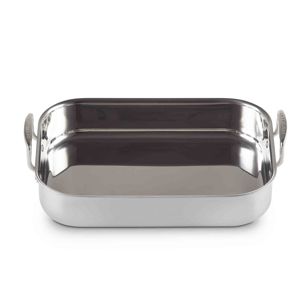 Le Creuset 3-ply Stainless Steel Rectangular Roaster on white background