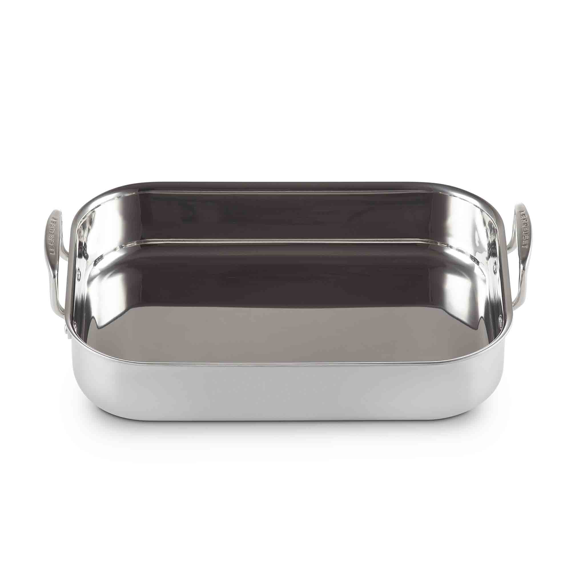 Le Creuset 3-ply Stainless Steel Rectangular Roaster on white background