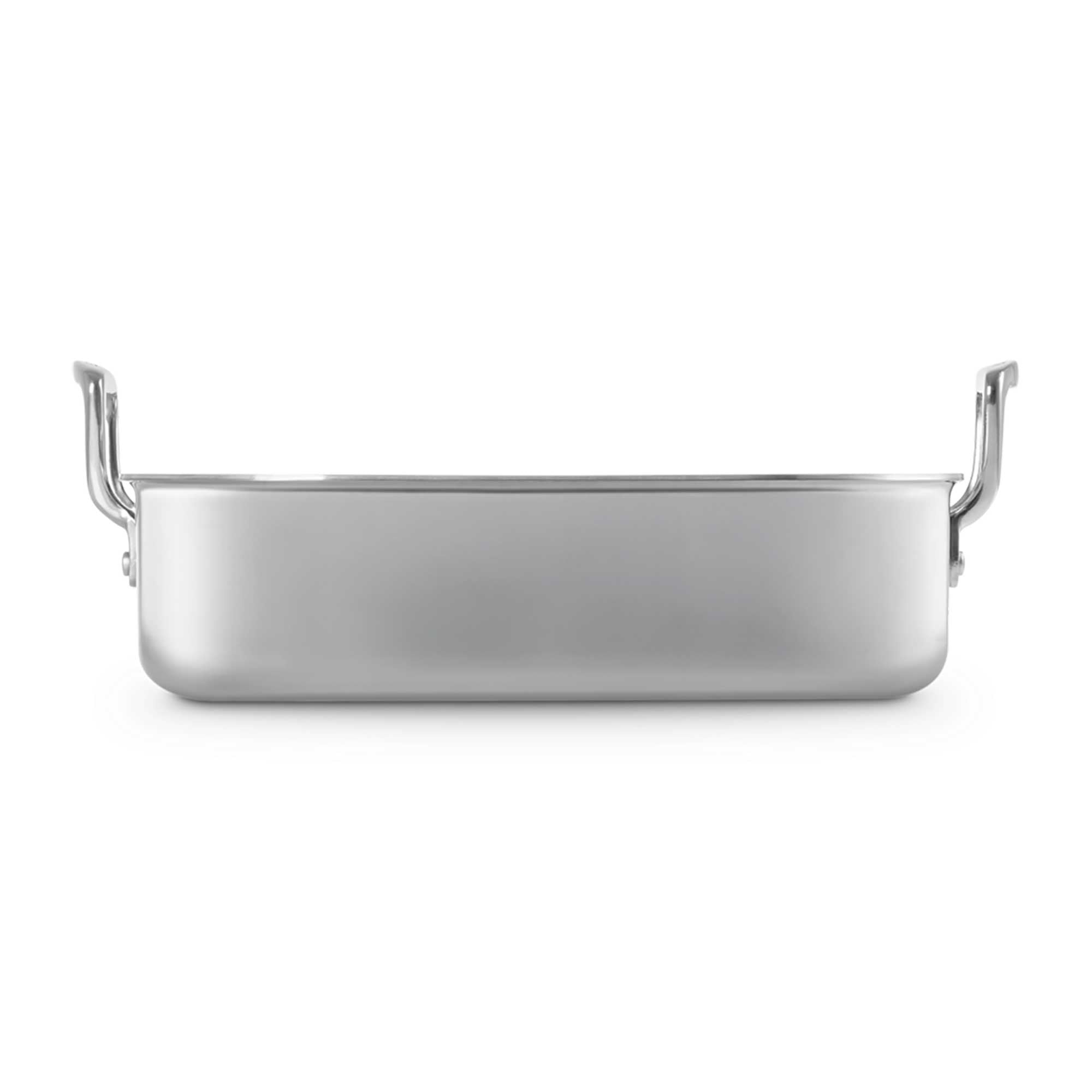 Silver square roaster on white background