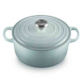 Le Creuset Sea Salt casserole with lid on white background