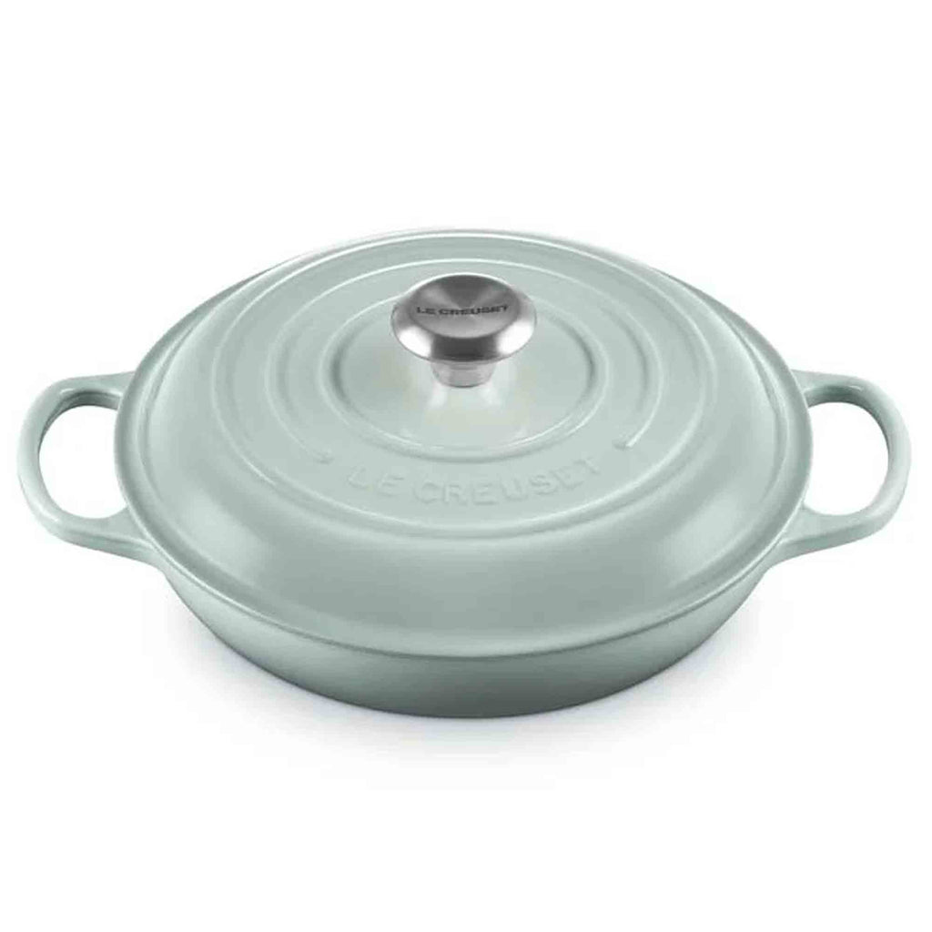 Le Creuset Sea Salt Shallow Casserole on a white background