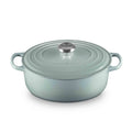 Le Creuset Sea Salt Oval Casserole with lid on white background