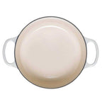 Meringue cast iron cookware with handles on a white background