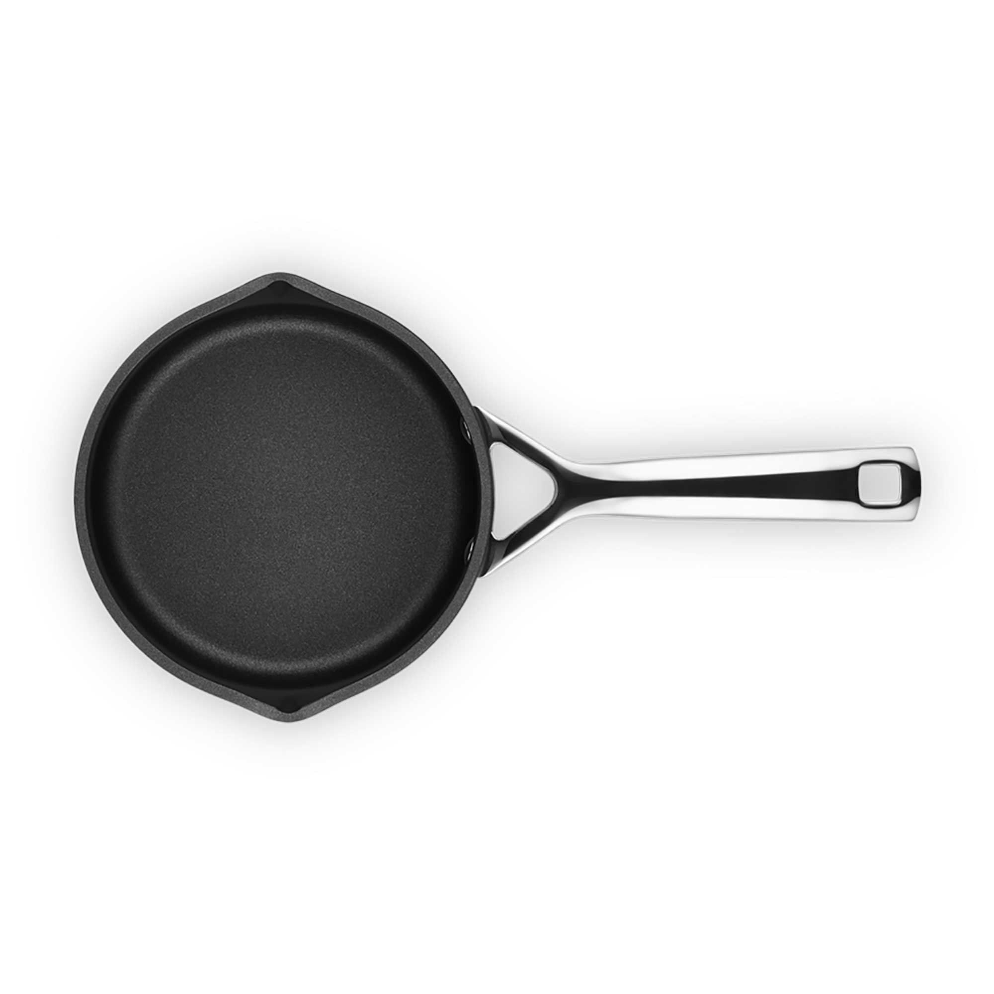 Black milk pan on a white background