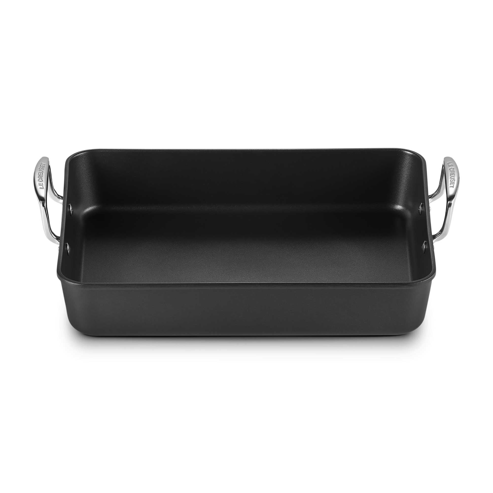 Black rectangular roaster on a white background
