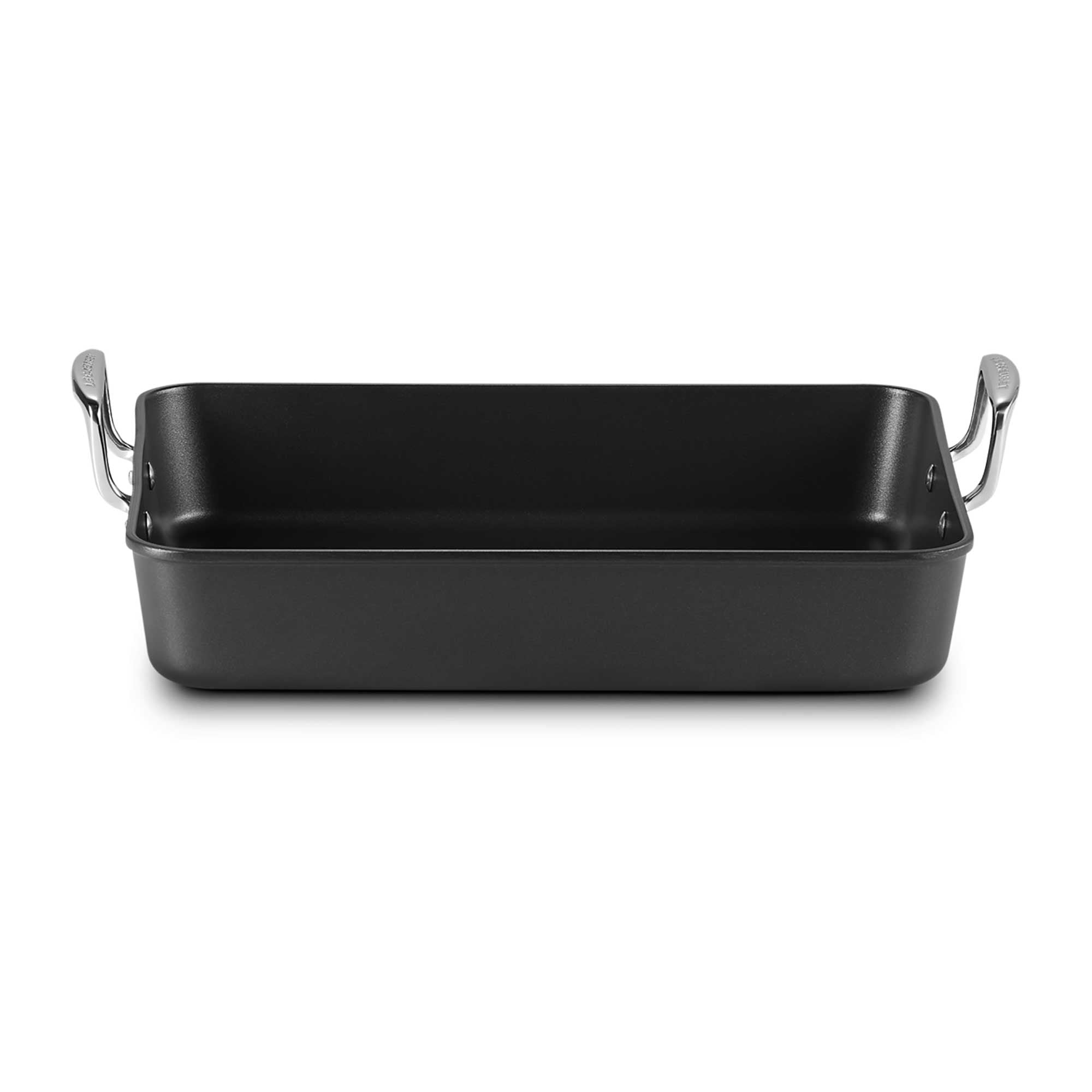 Black rectangular roaster on a white background