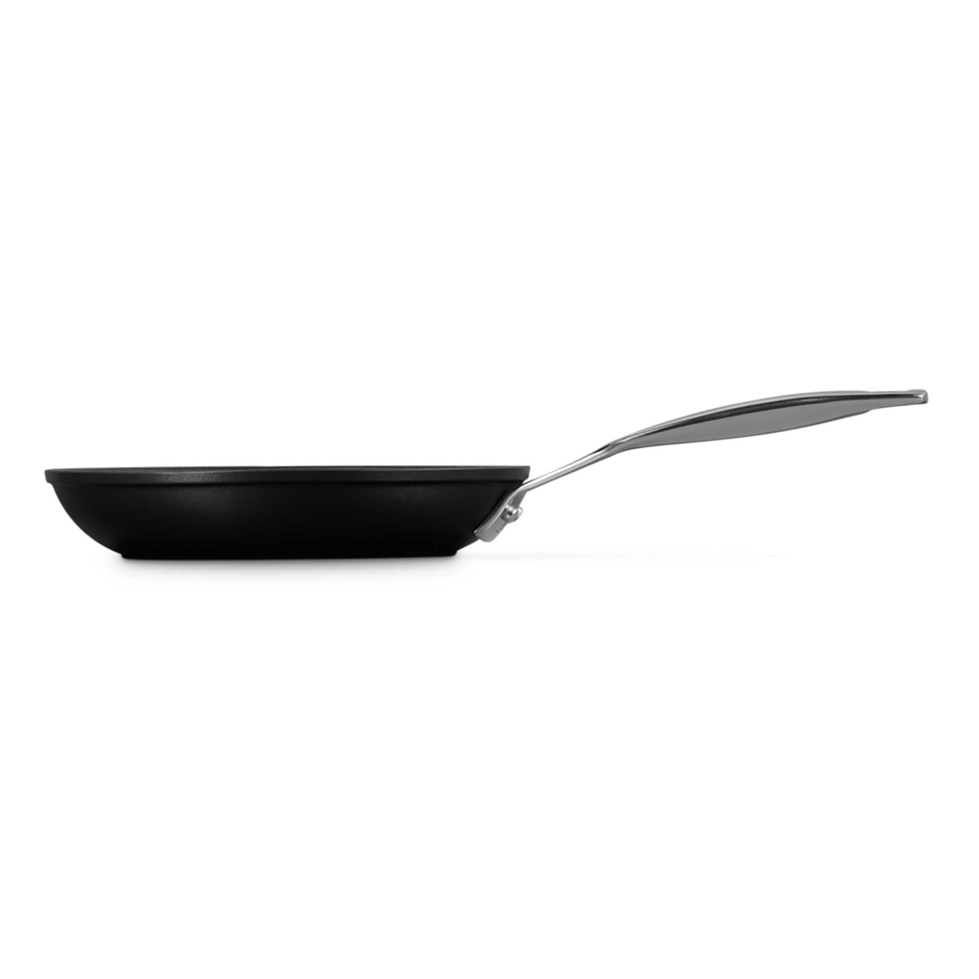 Black frying pan on a white background